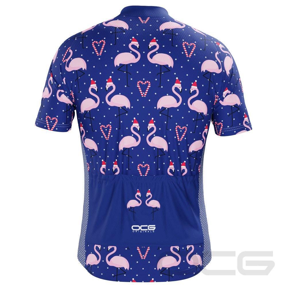 Men's Santa Flamingo Short Sleeve Cycling Jersey