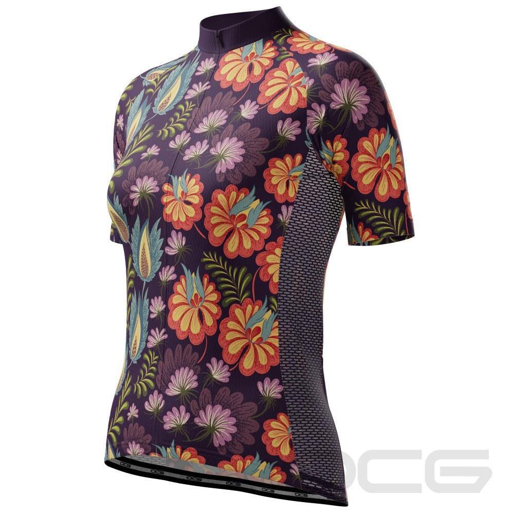 Women's Floral Botanical Short Sleeve Cycling Jersey