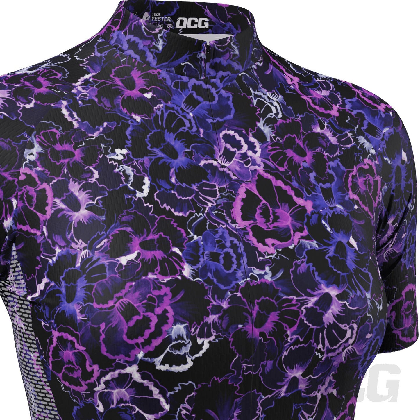 Women's Floral Dark Neon Short Sleeve Cycling Jersey