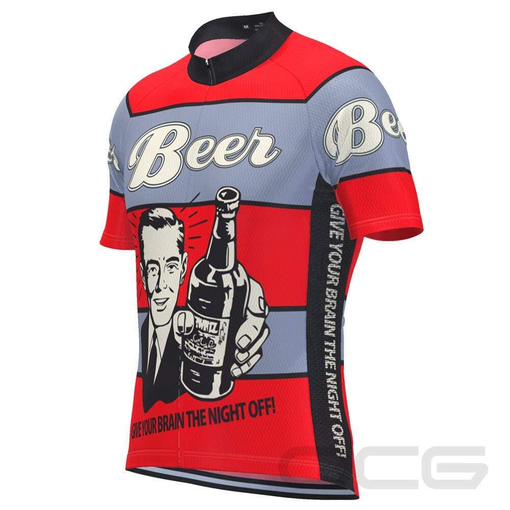 Men's Give Your Brain The Night Off Beer Short Sleeve Cycling Jersey