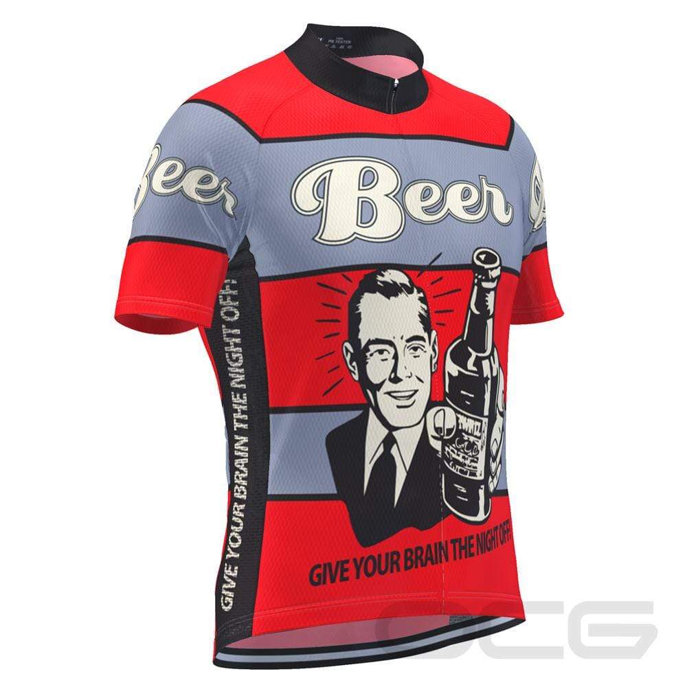 Men's Give Your Brain The Night Off Beer Short Sleeve Cycling Jersey