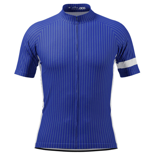 Men's Gold Coast Boating Centre Blue Stripes Short Sleeve Cycling Jersey