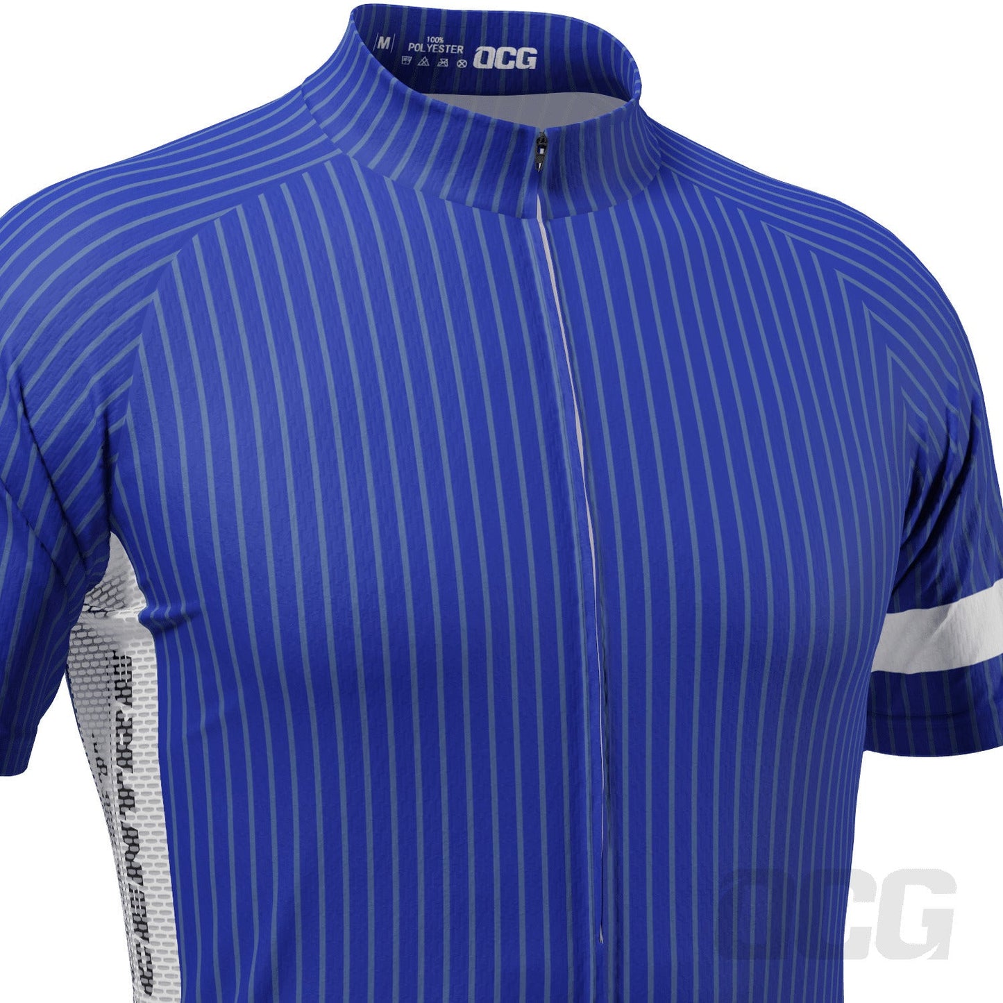 Men's Gold Coast Boating Centre Blue Stripes Short Sleeve Cycling Jersey