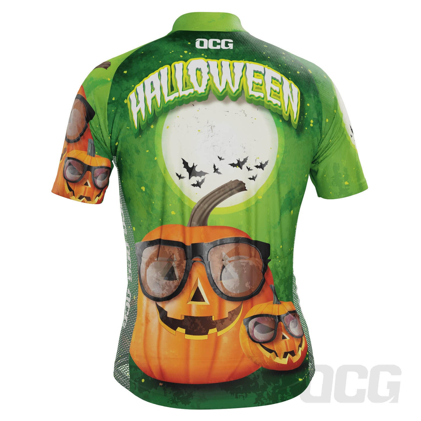 Men's Halloween Pumpkin Glasses Short Sleeve Cycling Jersey