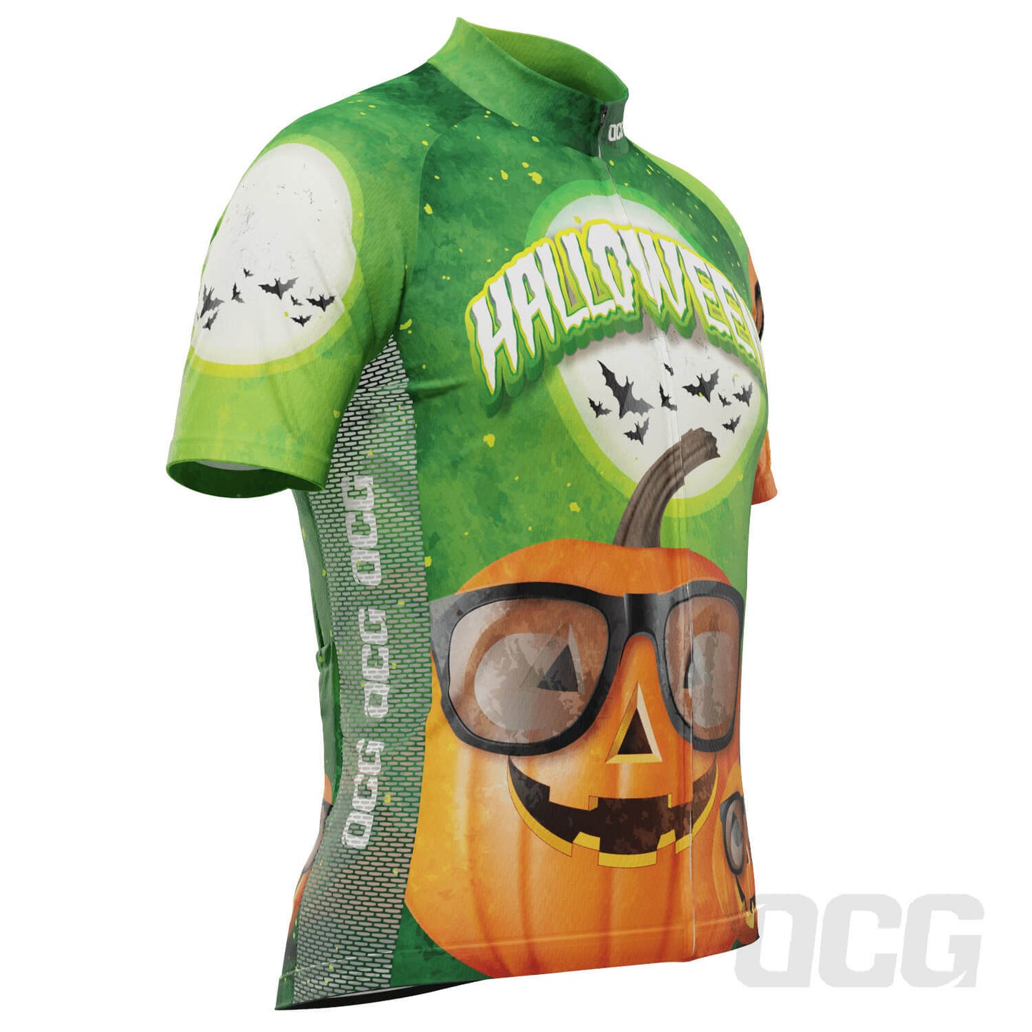 Men's Halloween Pumpkin Glasses Short Sleeve Cycling Jersey