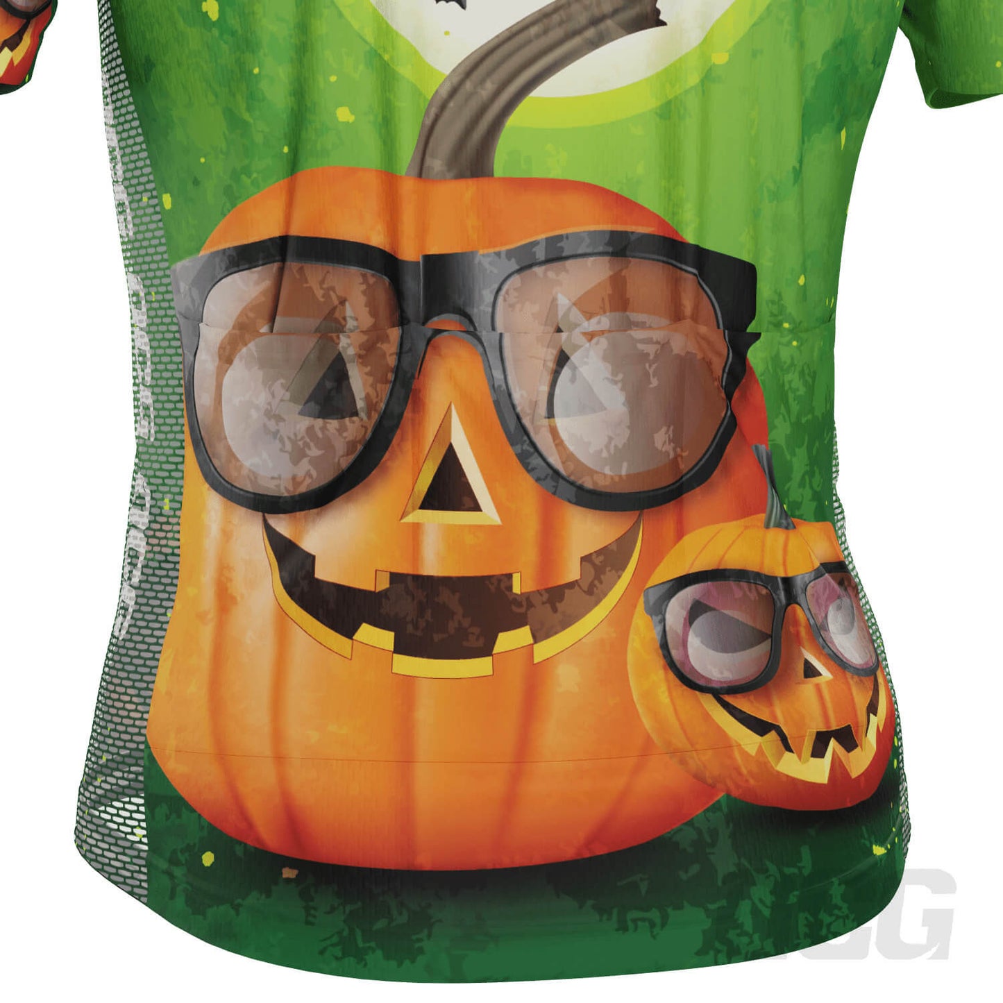 Men's Halloween Pumpkin Glasses Short Sleeve Cycling Jersey