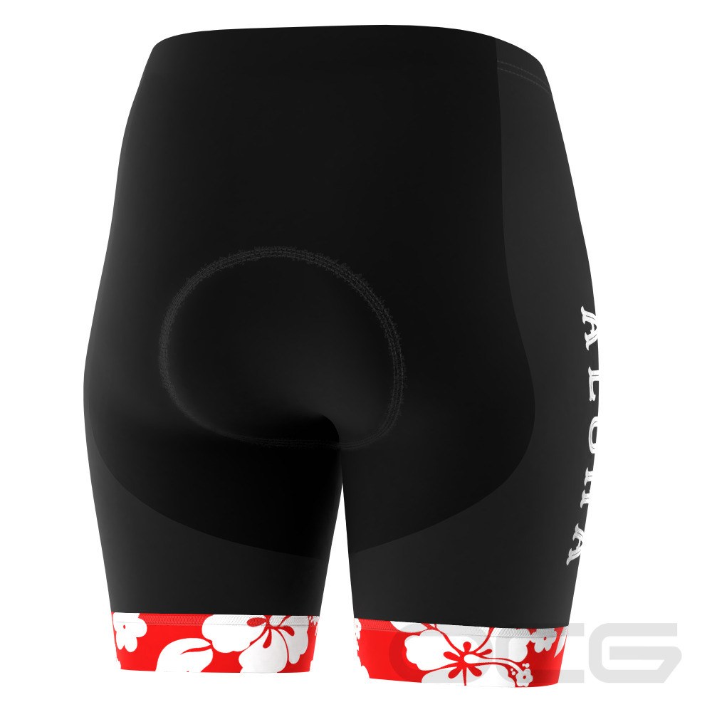 Women's Hawaiian Aloha Floral Gel Padded Cycling Shorts
