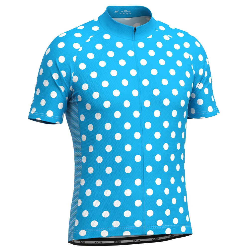 Men's High Viz White Polka Dots on Orange Short Sleeve Cycling Jersey