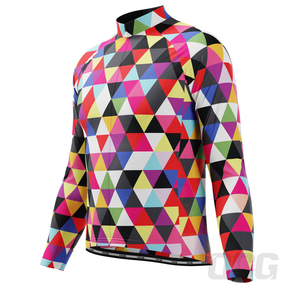 Men's High Viz Color Triangles Long Sleeve Cycling Jersey