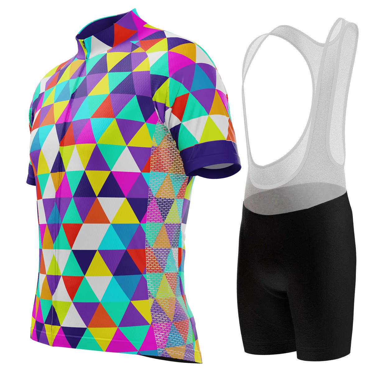 Men's High Viz Color Triangles 2 Piece Cycling Kit