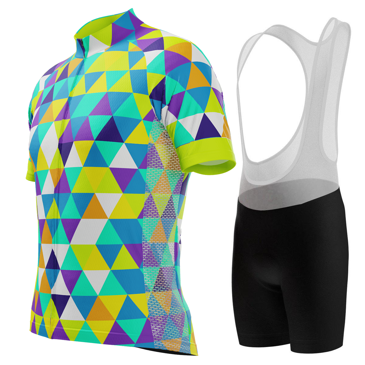 Men's High Viz Color Triangles 2 Piece Cycling Kit