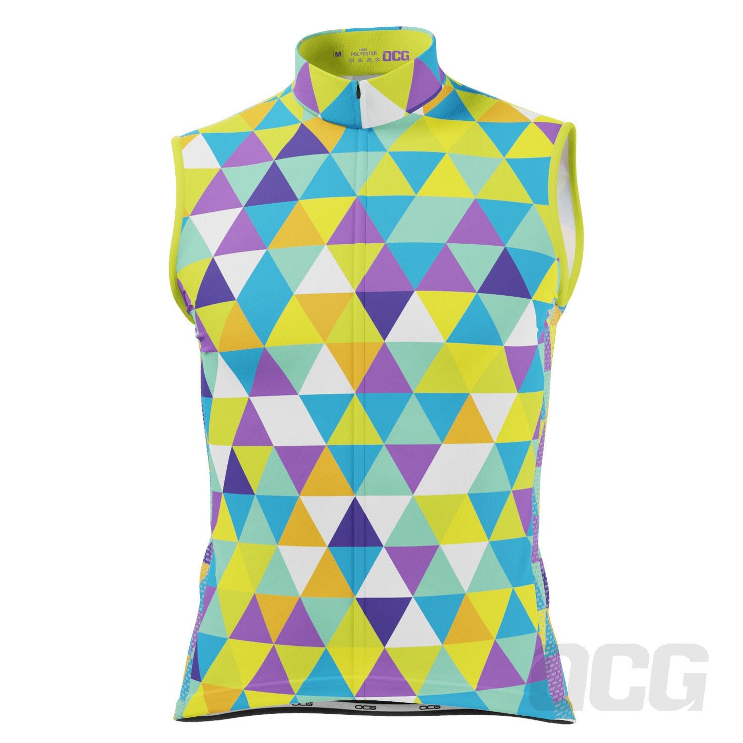 Men's High Viz Color Triangles Sleeveless Tech Cycling Jersey