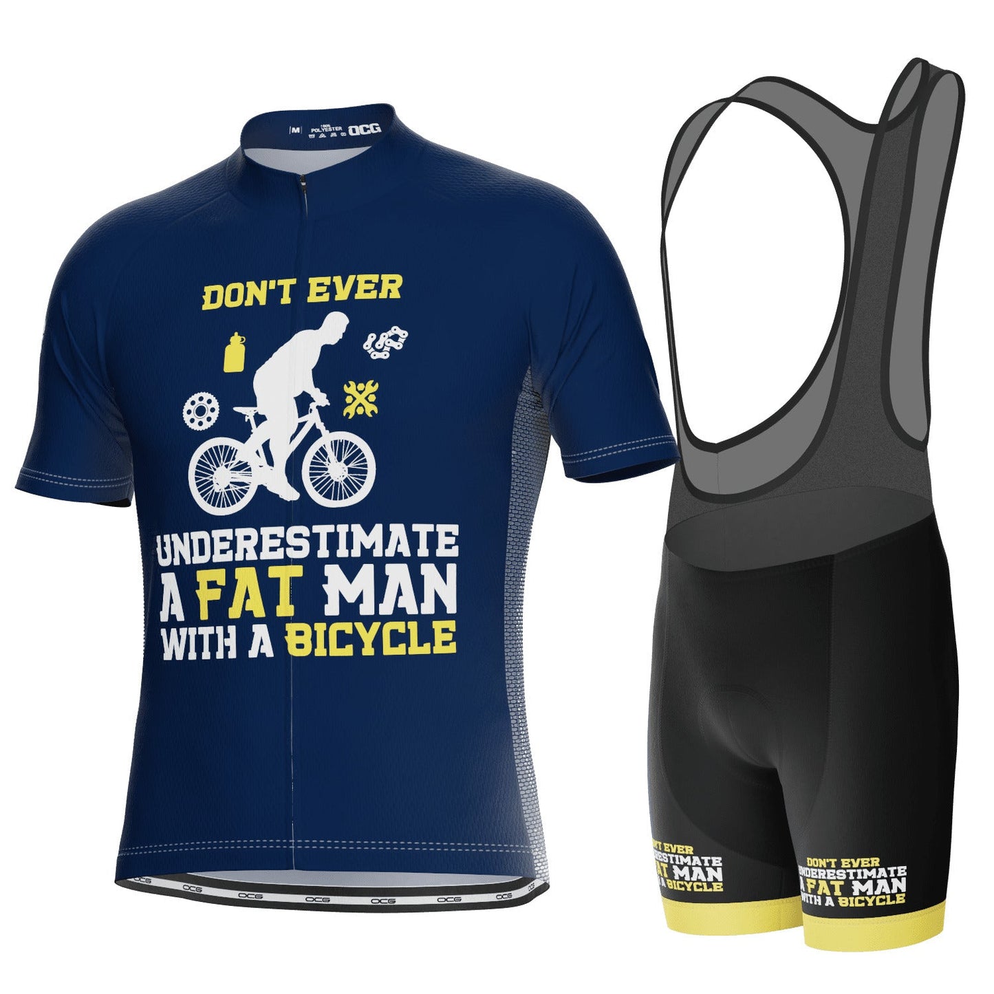 Men's Don't Ever Underestimate a Fat Man 2 Piece Cycling Kit