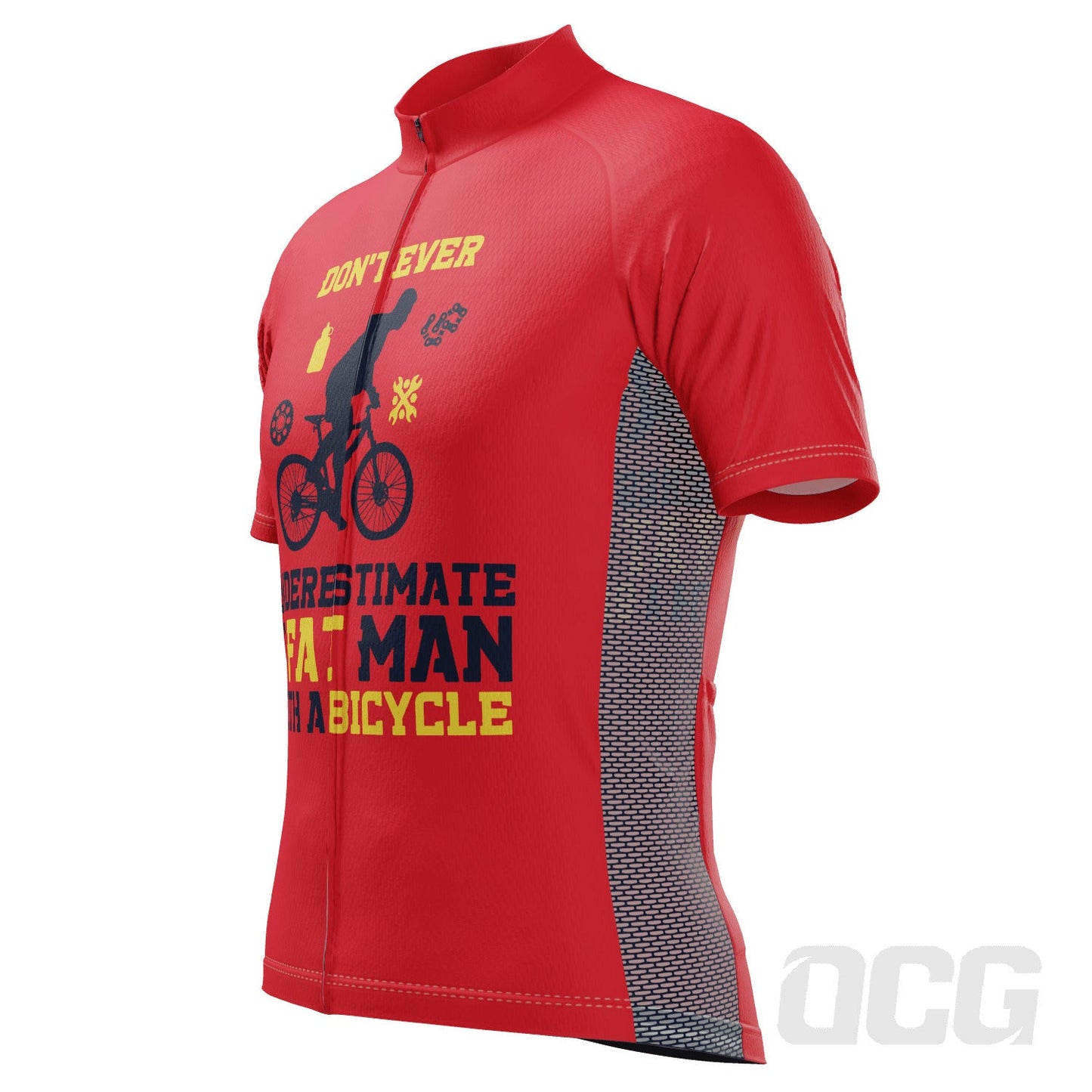 Men's Don't Ever Underestimate a Fat Man Short Sleeve Cycling Jersey