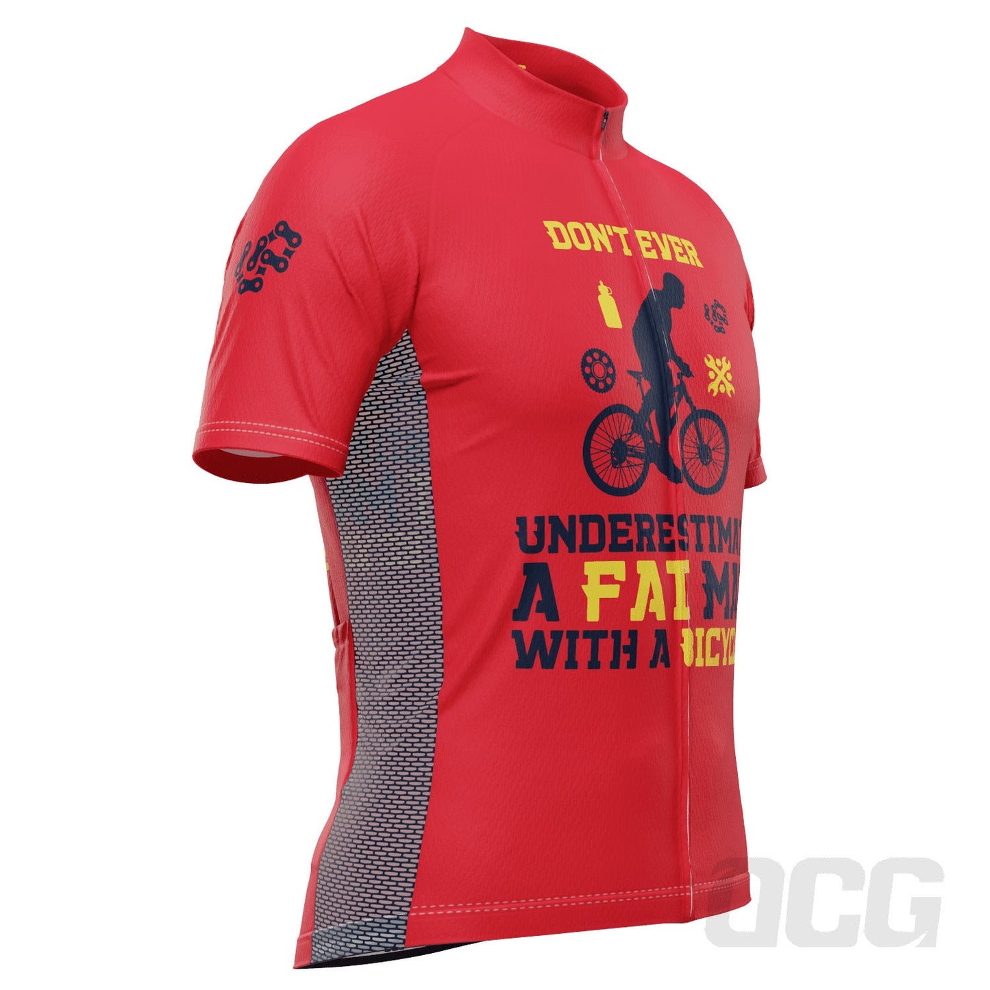 Men's Don't Ever Underestimate a Fat Man Short Sleeve Cycling Jersey