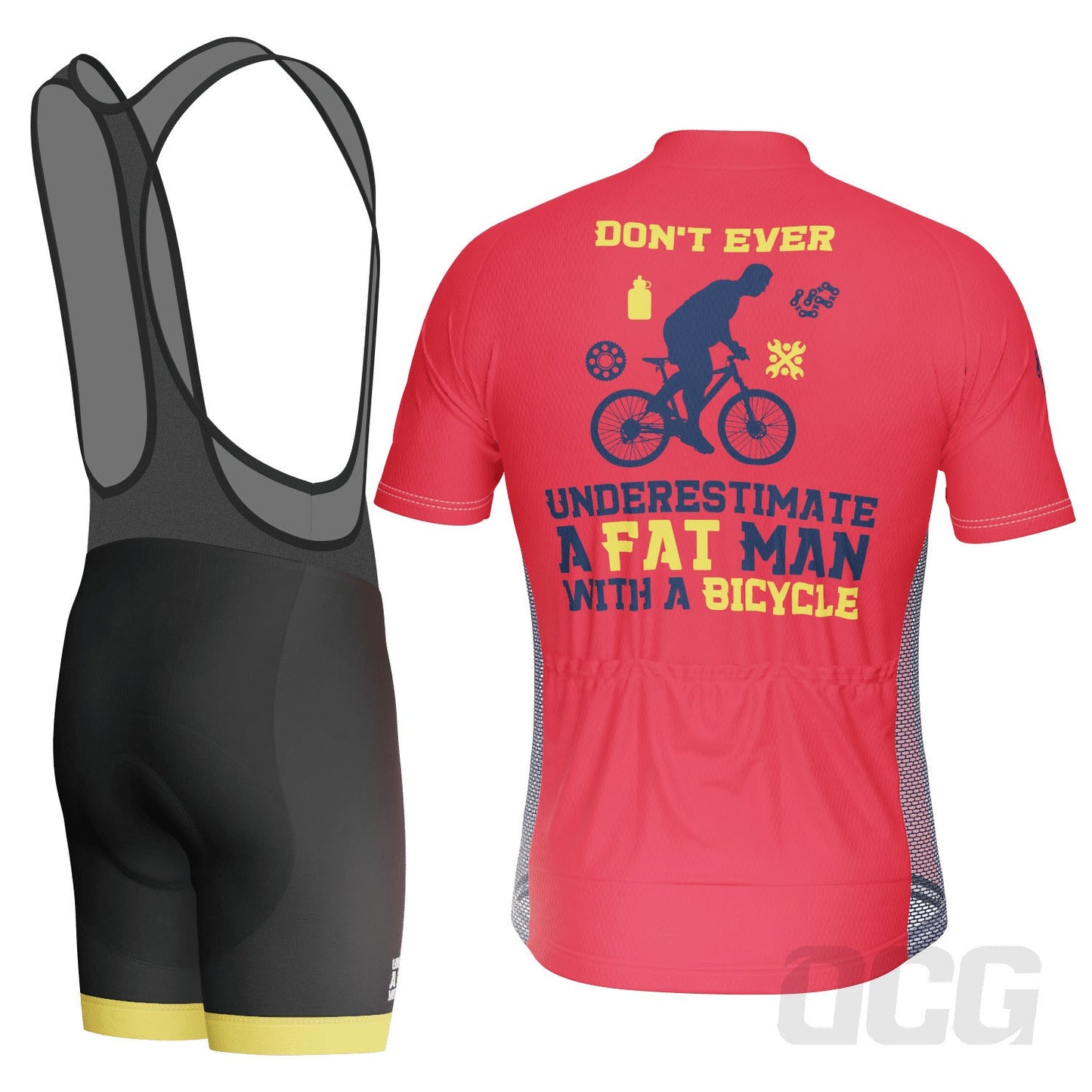 Men's Don't Ever Underestimate a Fat Man 2 Piece Cycling Kit