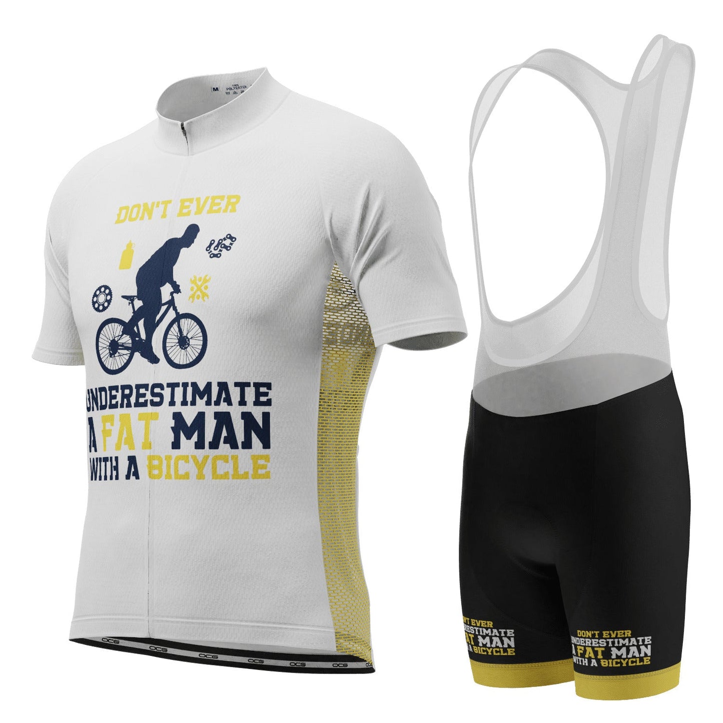 Men's Don't Ever Underestimate a Fat Man 2 Piece Cycling Kit