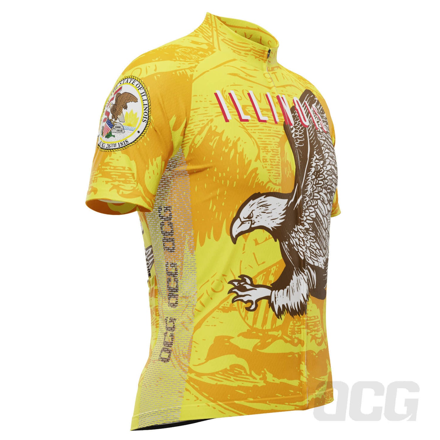 Men's Illinois US State Icon Short Sleeve Cycling Jersey