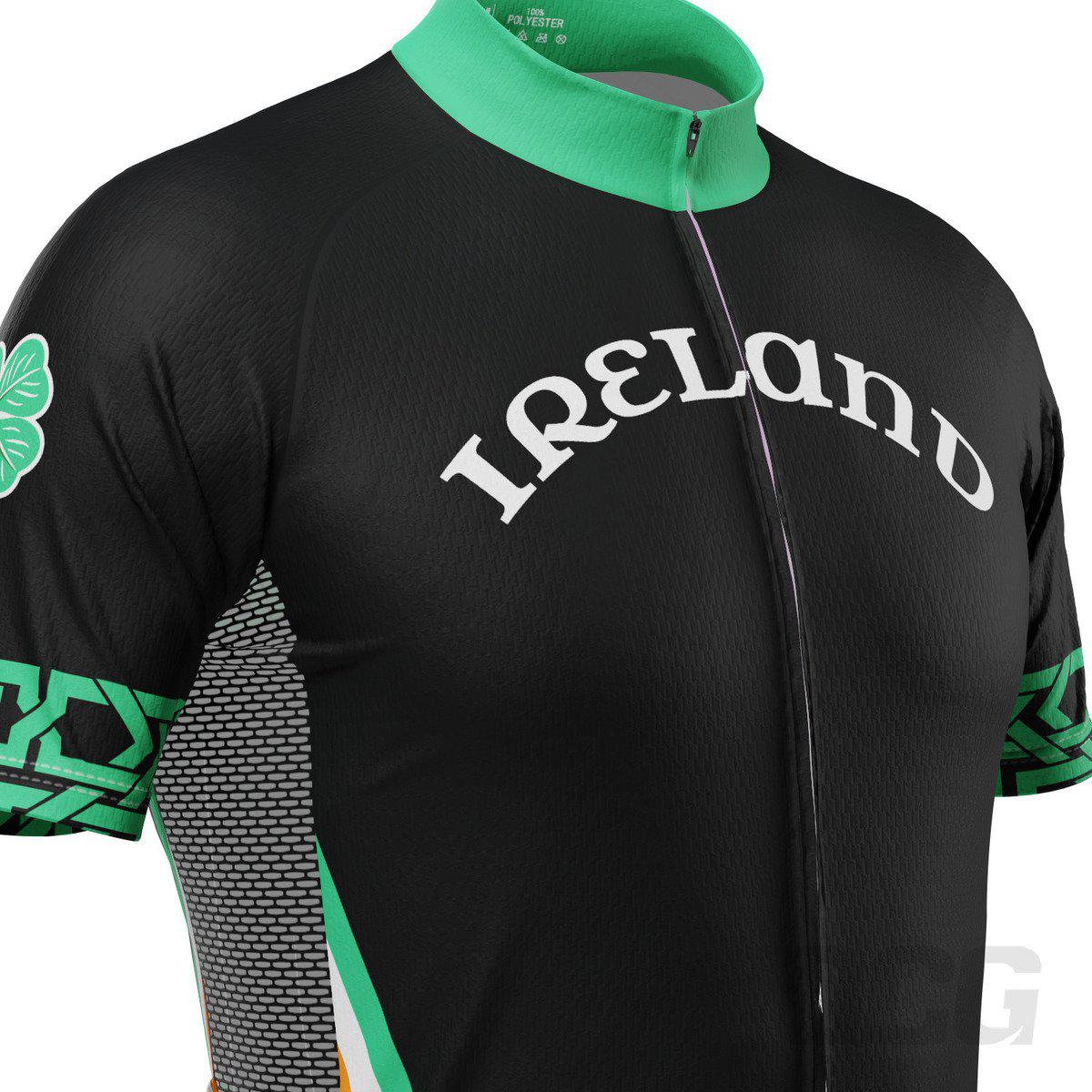 Men's Ireland Eire Shamrock National Flag Short Sleeve Cycling Jersey