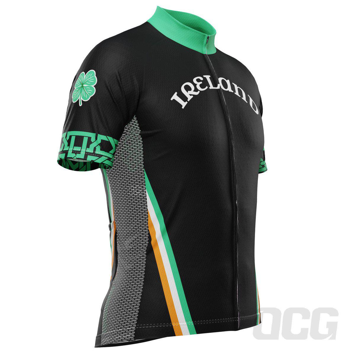 Men's Ireland Eire Shamrock National Flag Short Sleeve Cycling Jersey
