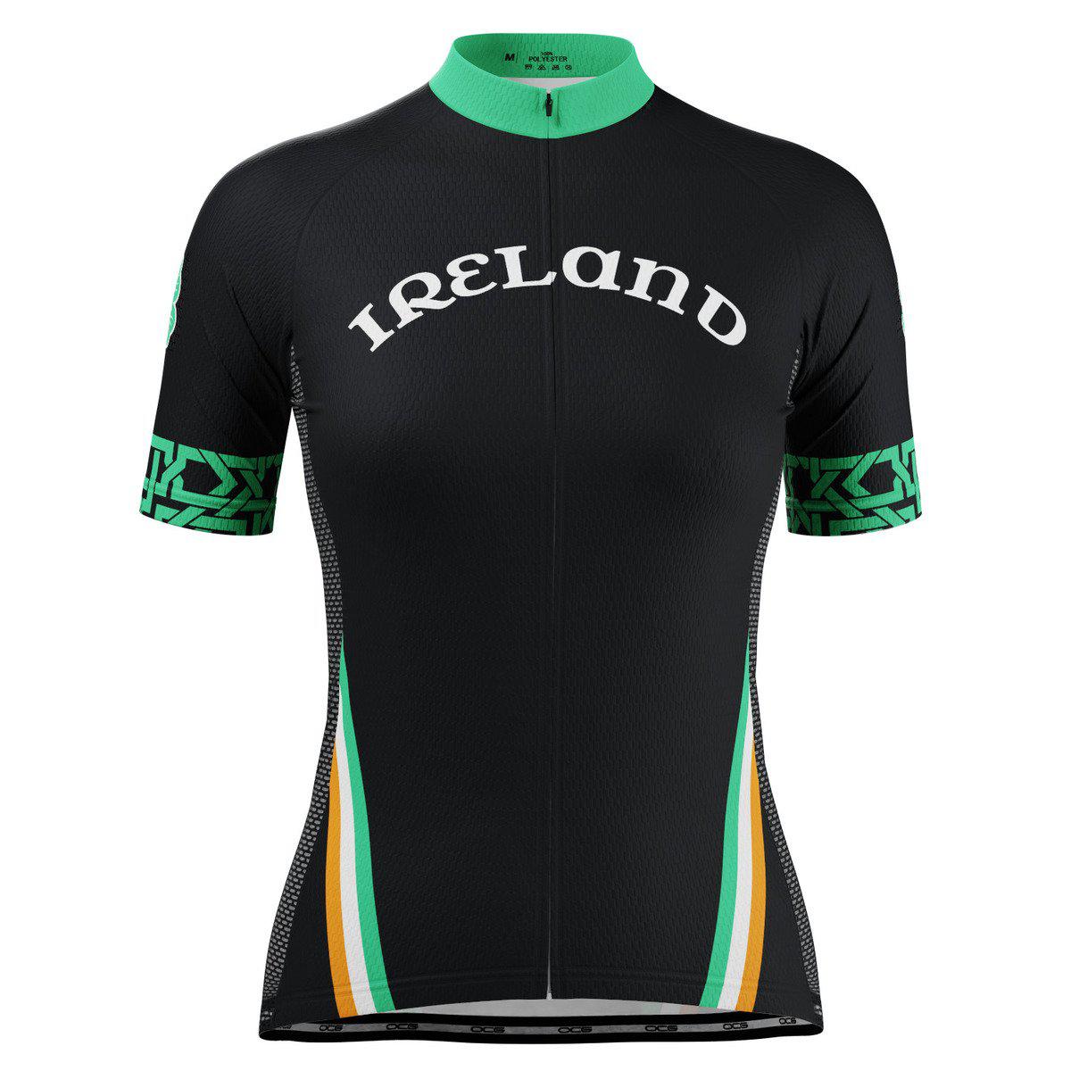 Women's Ireland Eire Shamrock National Flag Short Sleeve Cycling Jersey