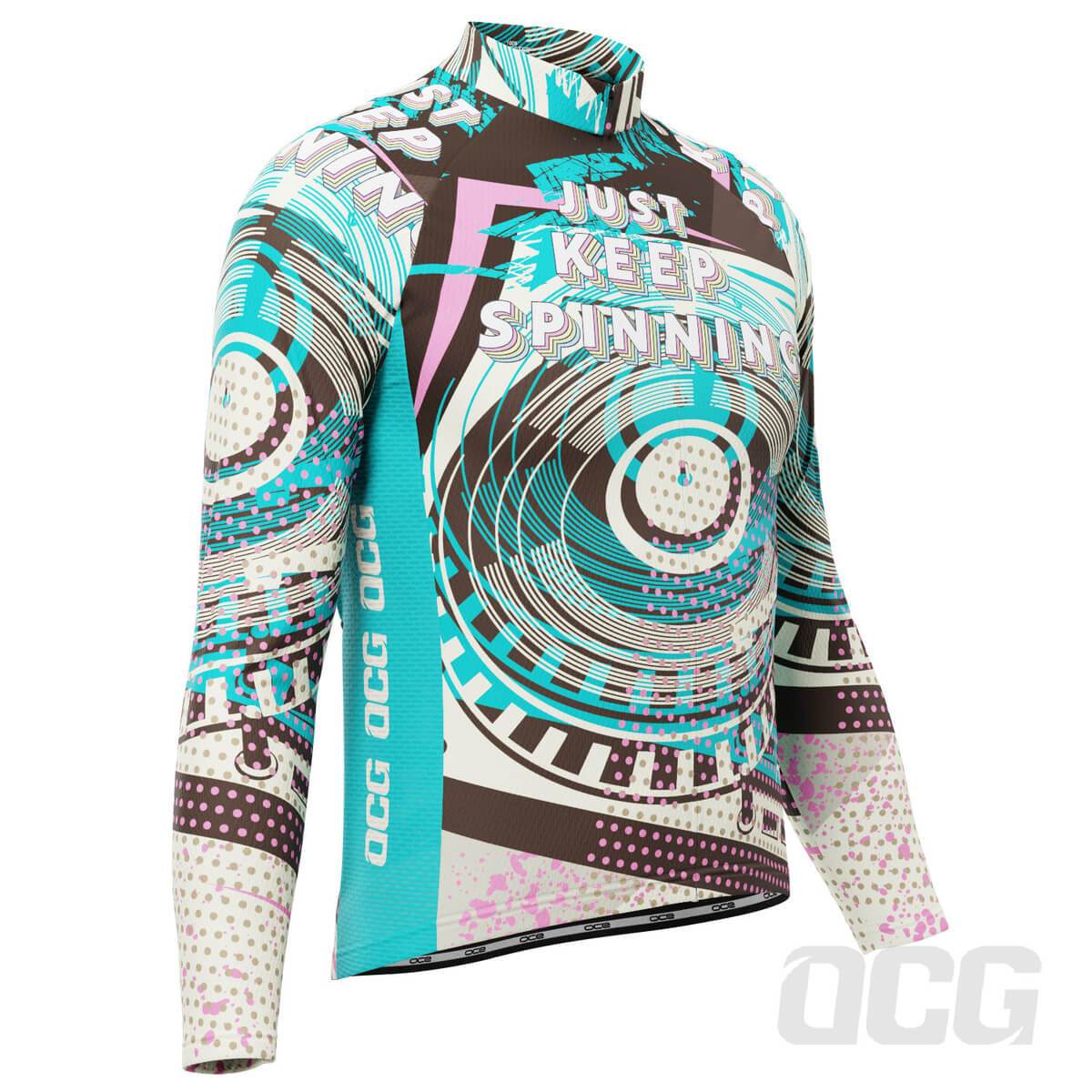 Men's Just Keep Spinning DJ Long Sleeve Cycling Jersey