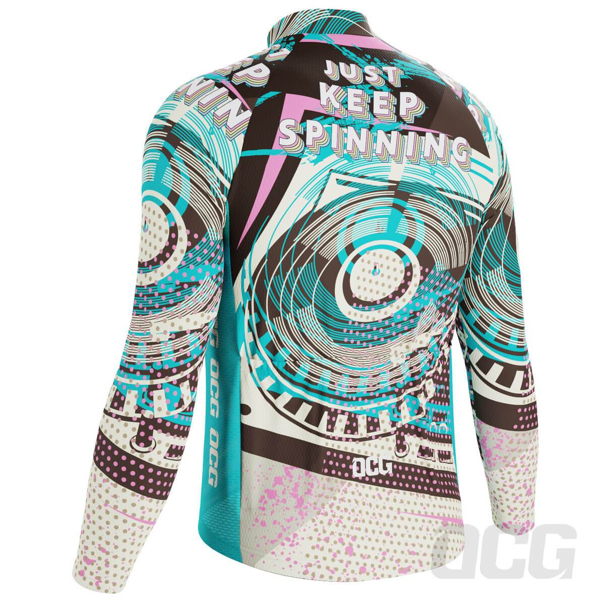 Men's Just Keep Spinning DJ Long Sleeve Cycling Jersey