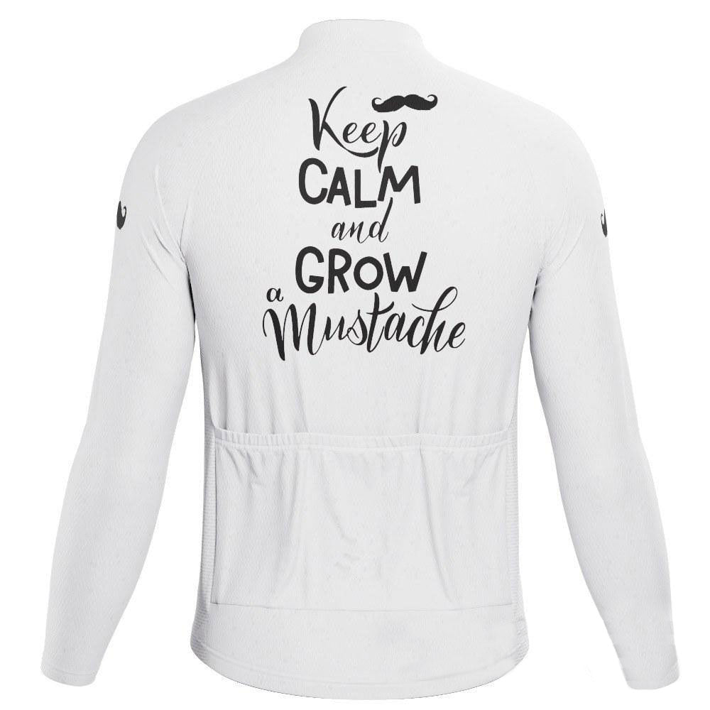 Men's Keep Calm and Mustache Long Sleeve Cycling Jersey