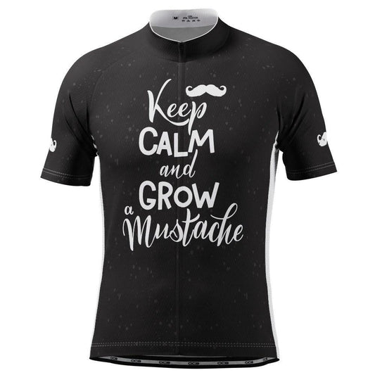 Men's Keep Calm and Mustache Short Sleeve Cycling Jersey
