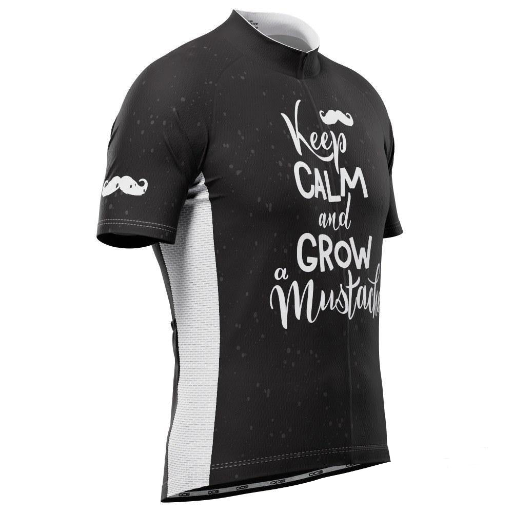 Men's Keep Calm and Mustache Short Sleeve Cycling Jersey