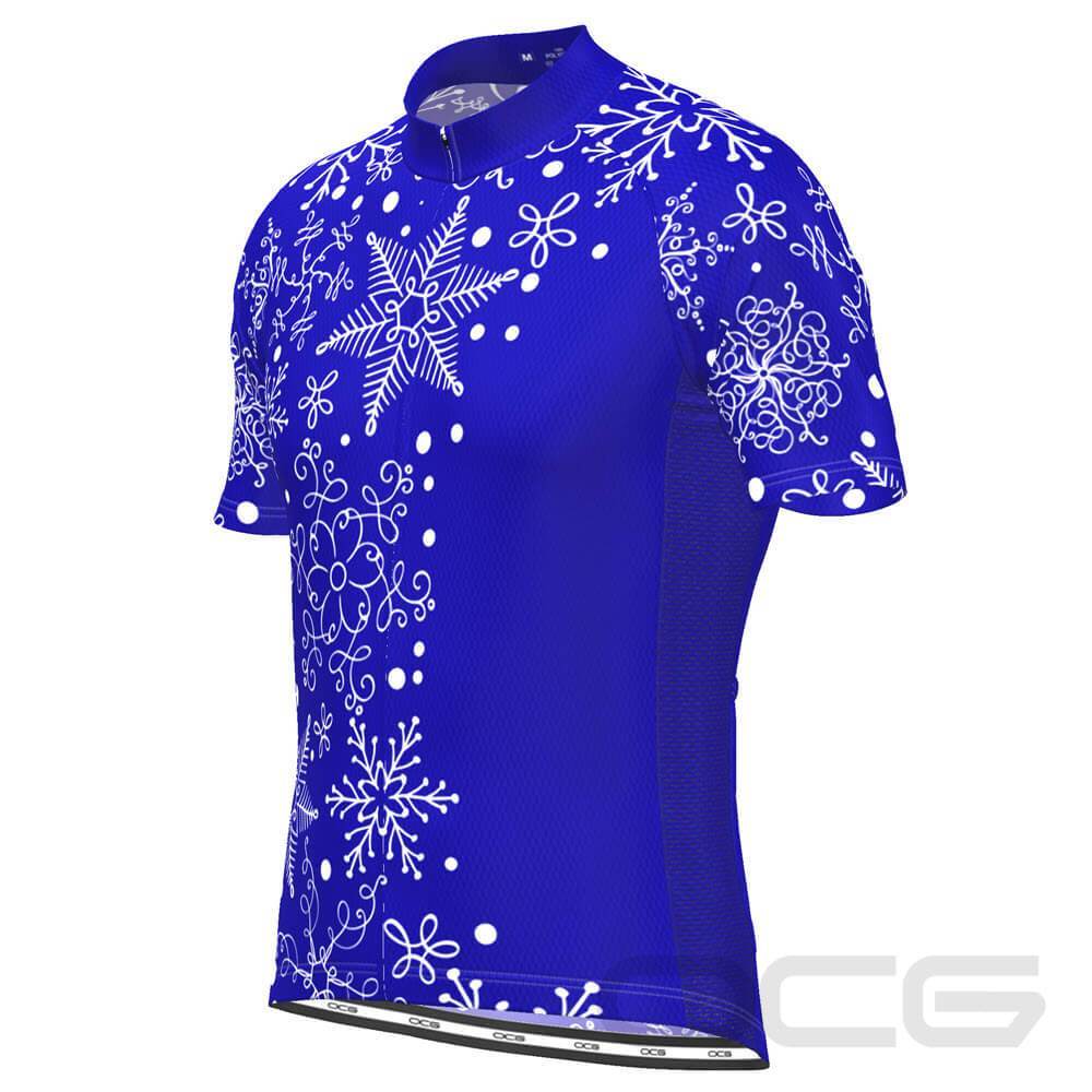 Men's Festive Snowflake Short Sleeve Cycling Jersey