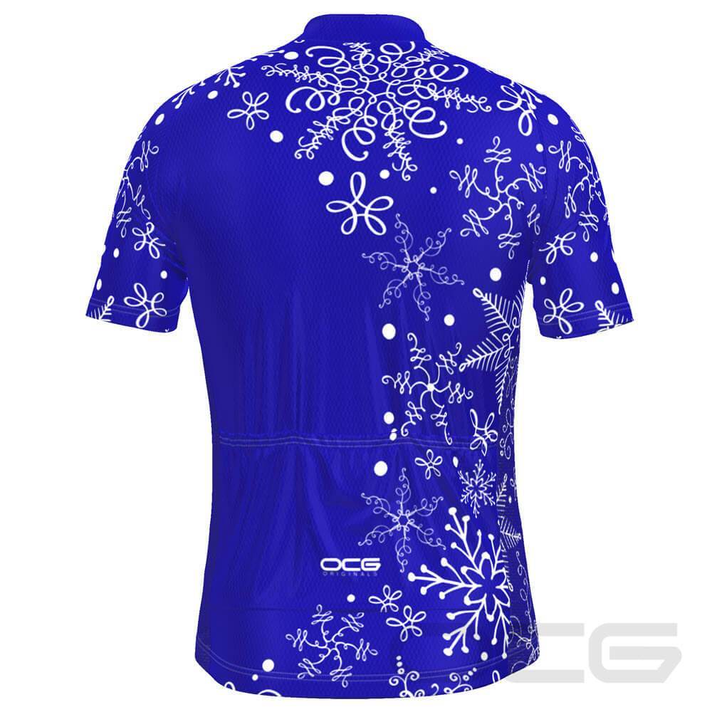 Men's Festive Snowflake Short Sleeve Cycling Jersey