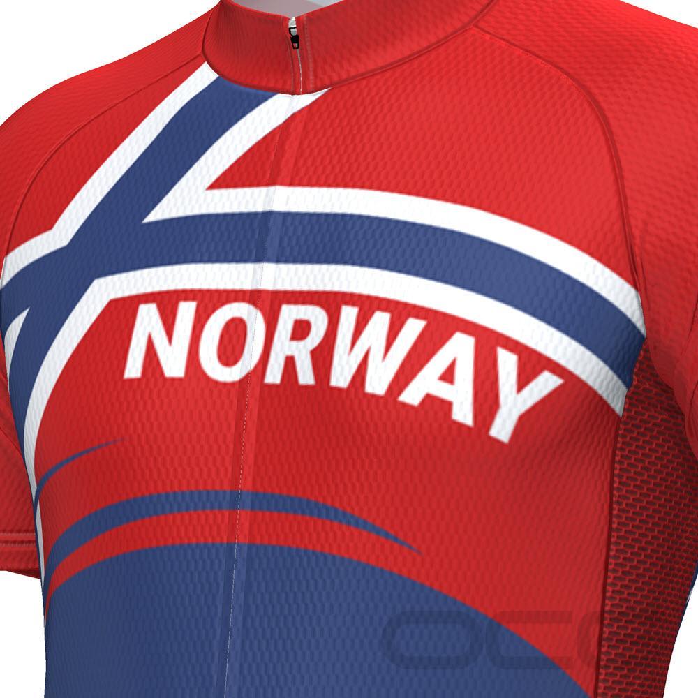 Men's Norway Bold National Flag Short Sleeve Cycling Jersey