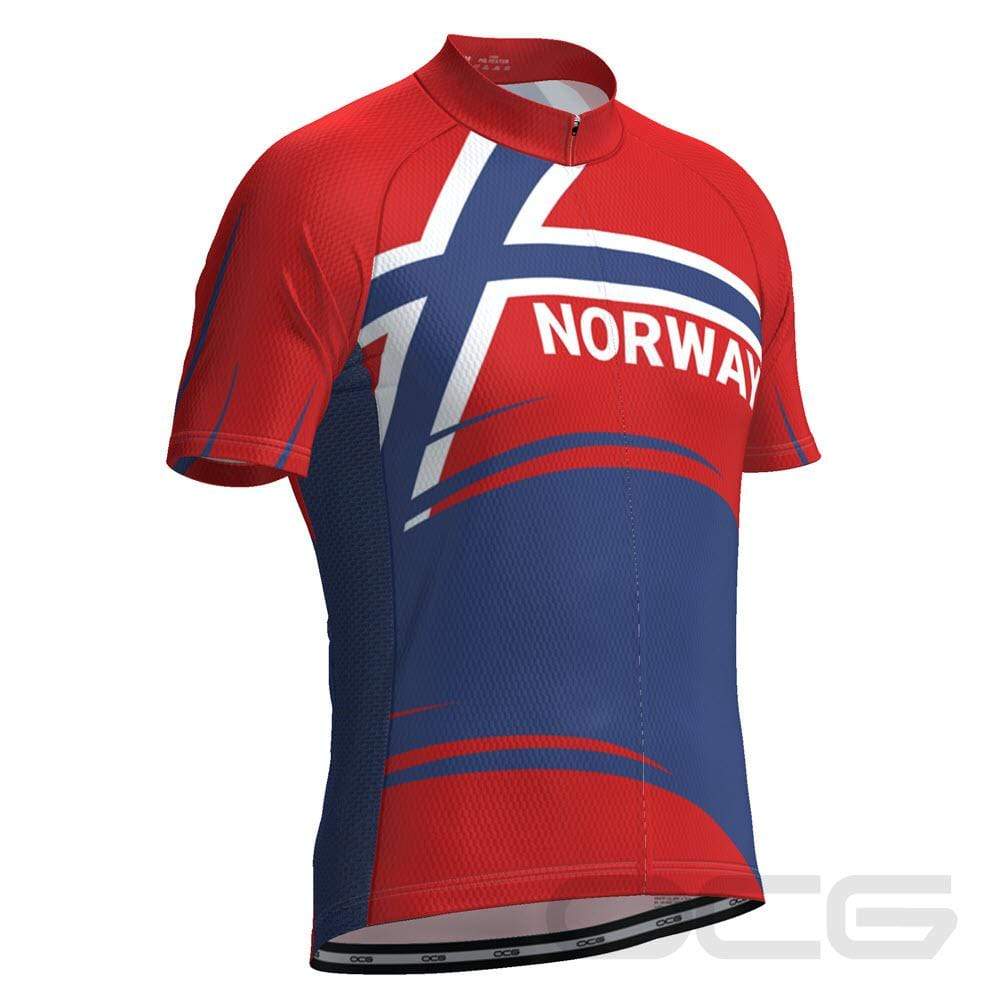 Men's Norway Bold National Flag Short Sleeve Cycling Jersey
