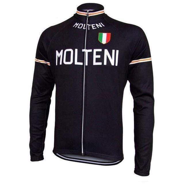 Men's Retro Molteni Orange Long Sleeve Cycling Jersey