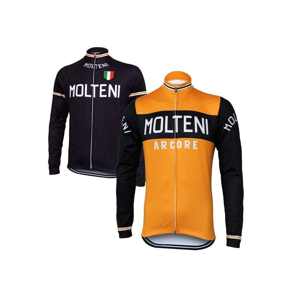 Men's Retro Molteni Orange Long Sleeve Cycling Jersey