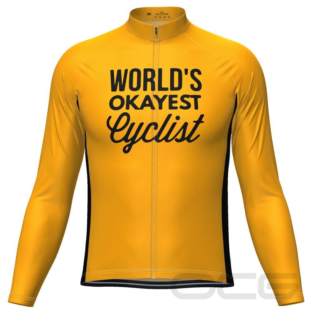 Men's World's Okayest Cyclist Long Sleeve Cycling Jersey
