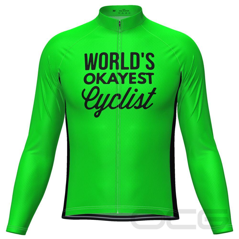 Men's World's Okayest Cyclist Long Sleeve Cycling Jersey