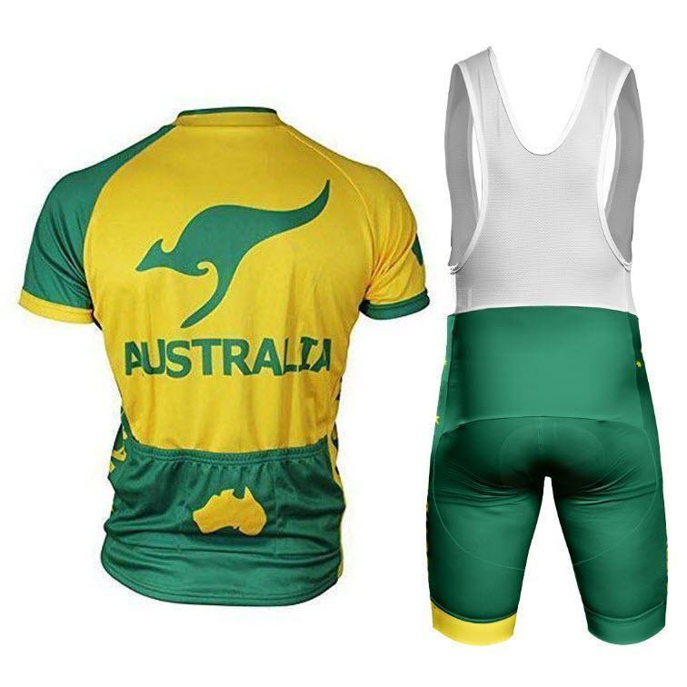 Men's Australia Green & Gold Kangaroo 2 Piece Cycling Kit