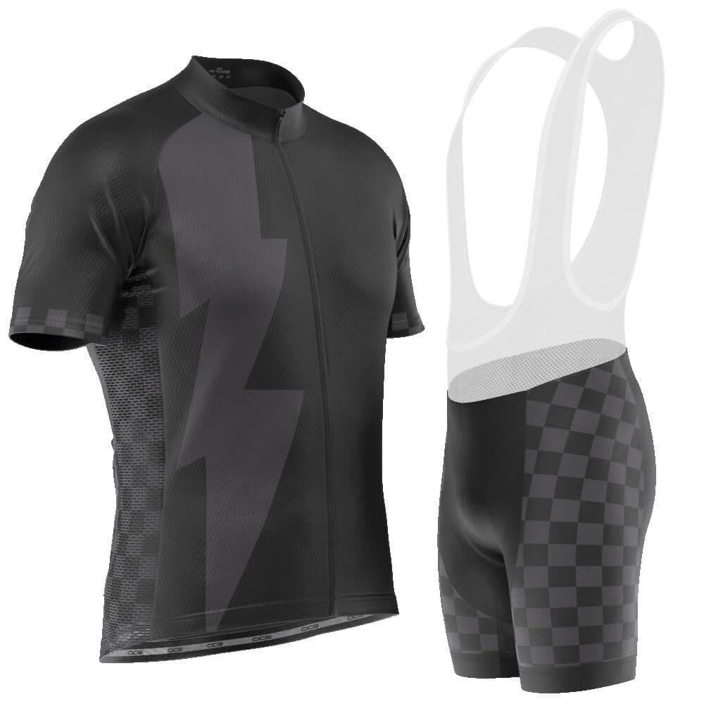 Men's Black Lightning 2 Piece Cycling Kit