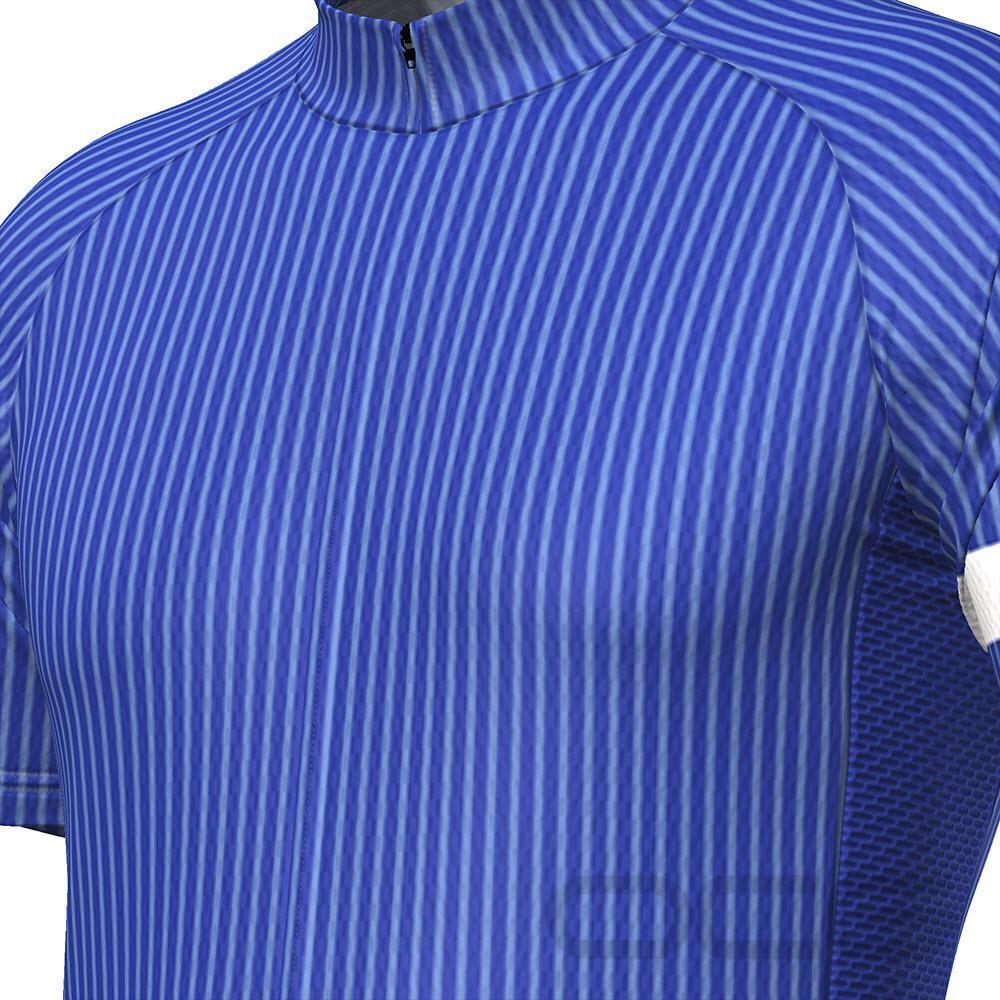 Men's Blue Stripe Banded Short Sleeve Cycling Jersey