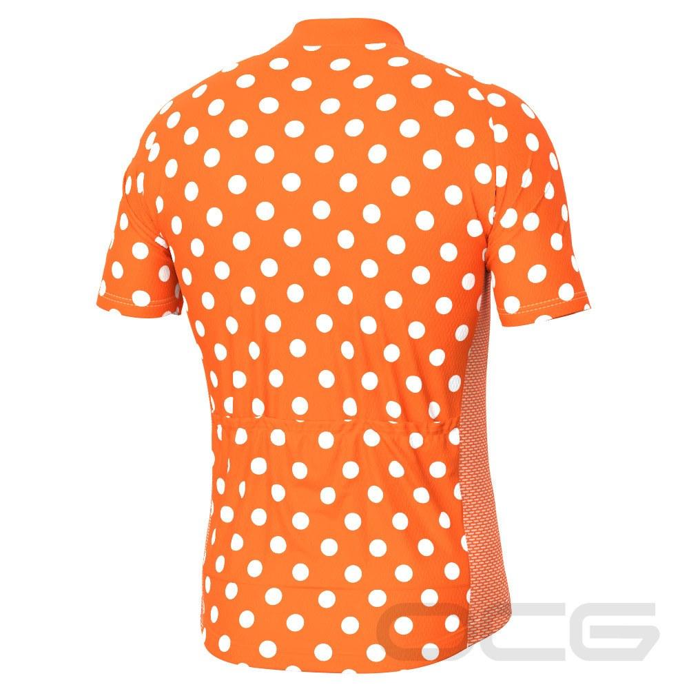 Men's High Viz Orange Polka Dot Short Sleeve Cycling Jersey
