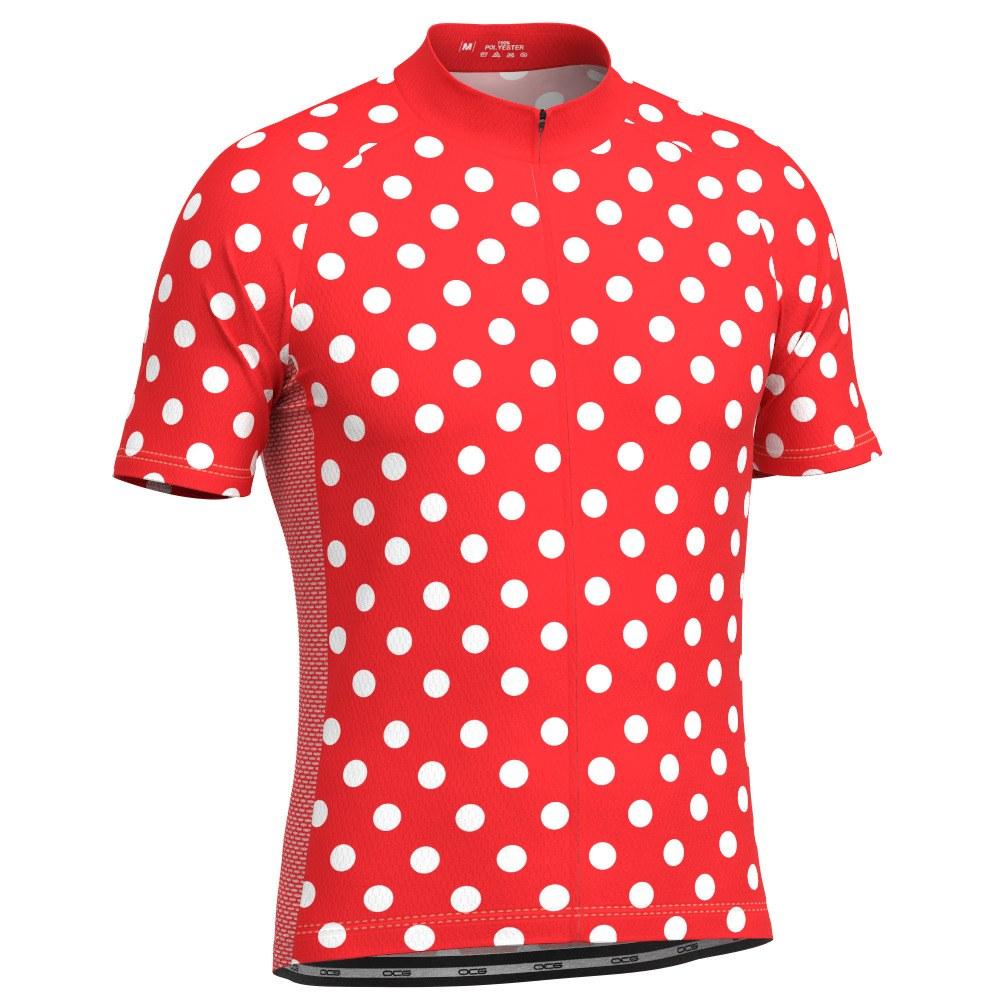 Men's High Viz Orange Polka Dot Short Sleeve Cycling Jersey