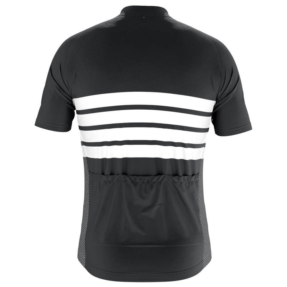 Men's Retro Four Stripe Black Short Sleeve Cycling Jersey