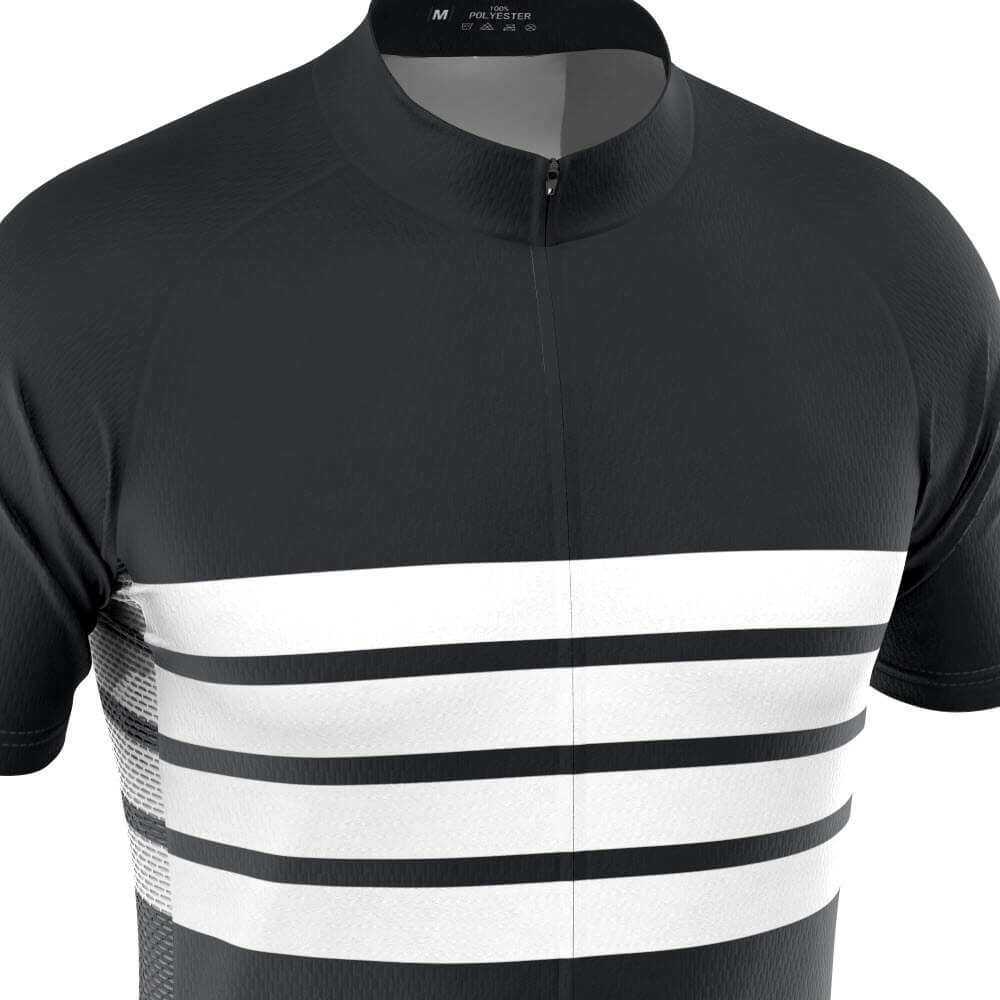 Men's Retro Four Stripe Black Short Sleeve Cycling Jersey