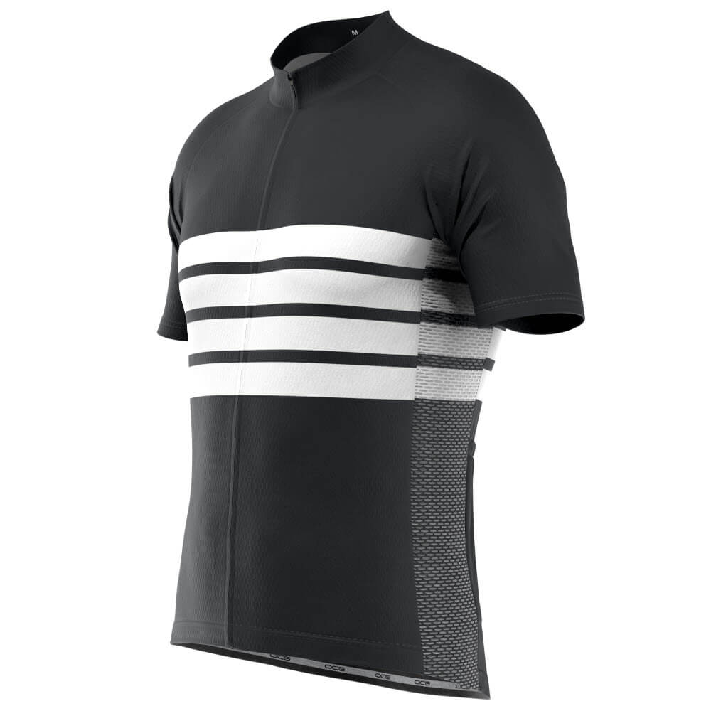 Men's Retro Four Stripe Black Short Sleeve Cycling Jersey