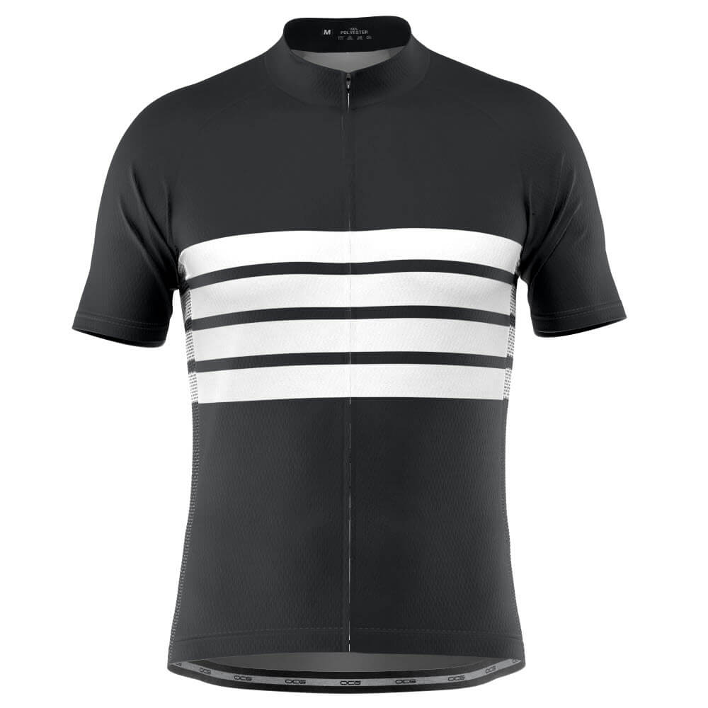Men's Retro Four Stripe Black Short Sleeve Cycling Jersey