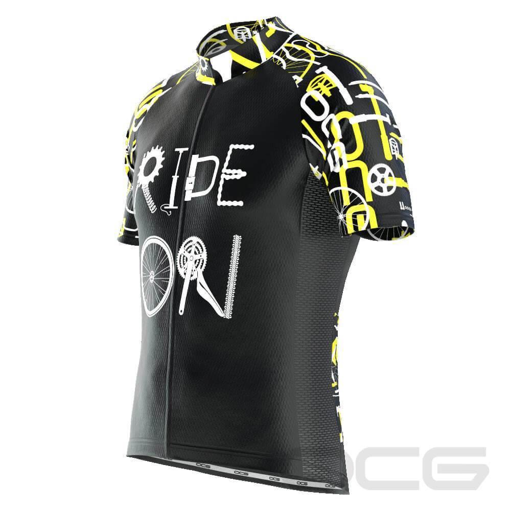 Men's Black Ride On Short Sleeve Cycling Jersey
