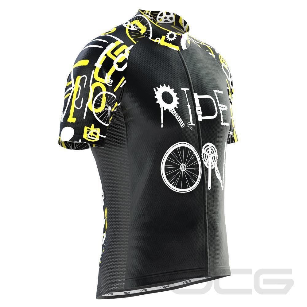 Men's Black Ride On Short Sleeve Cycling Jersey