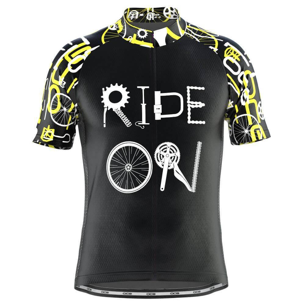 Men's Black Ride On Short Sleeve Cycling Jersey